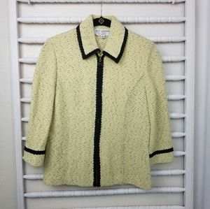 St. John Yellow and Black Knit Jacket Sweater.